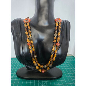 Vintage necklace sterling cat eye carnelian